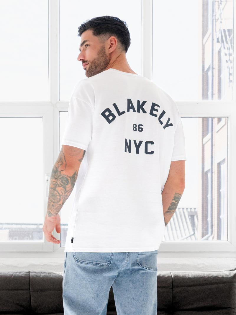 NYC Relaxed T-Shirt - Weiß und Marineblau
