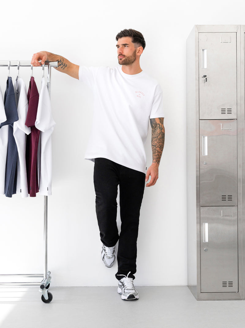 NYC Relaxed T-Shirt - Weiß und Rosa