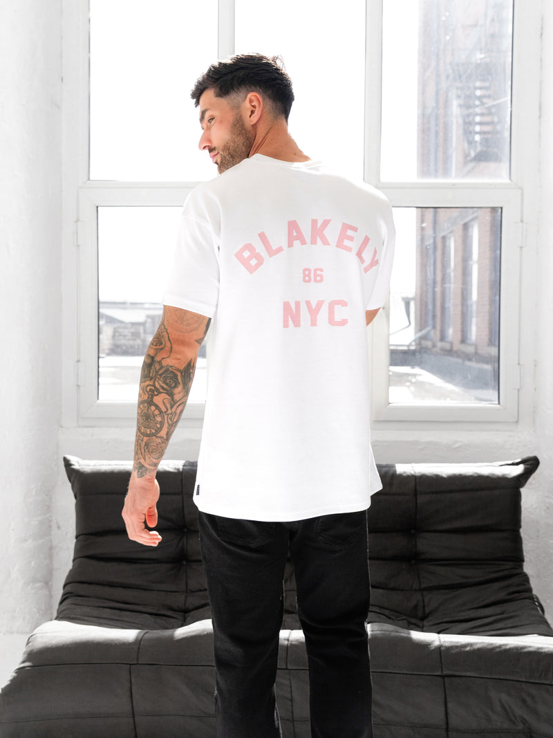 NYC Relaxed T-Shirt - Weiß und Rosa