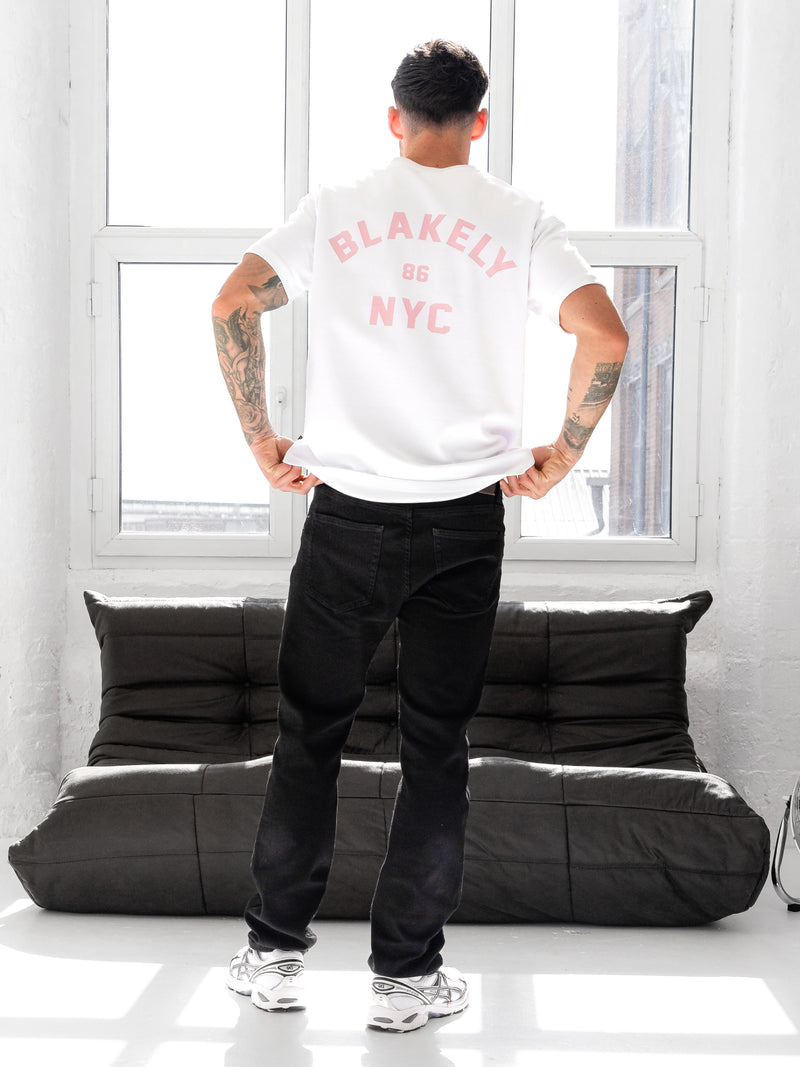 NYC Relaxed T-Shirt - Weiß und Rosa