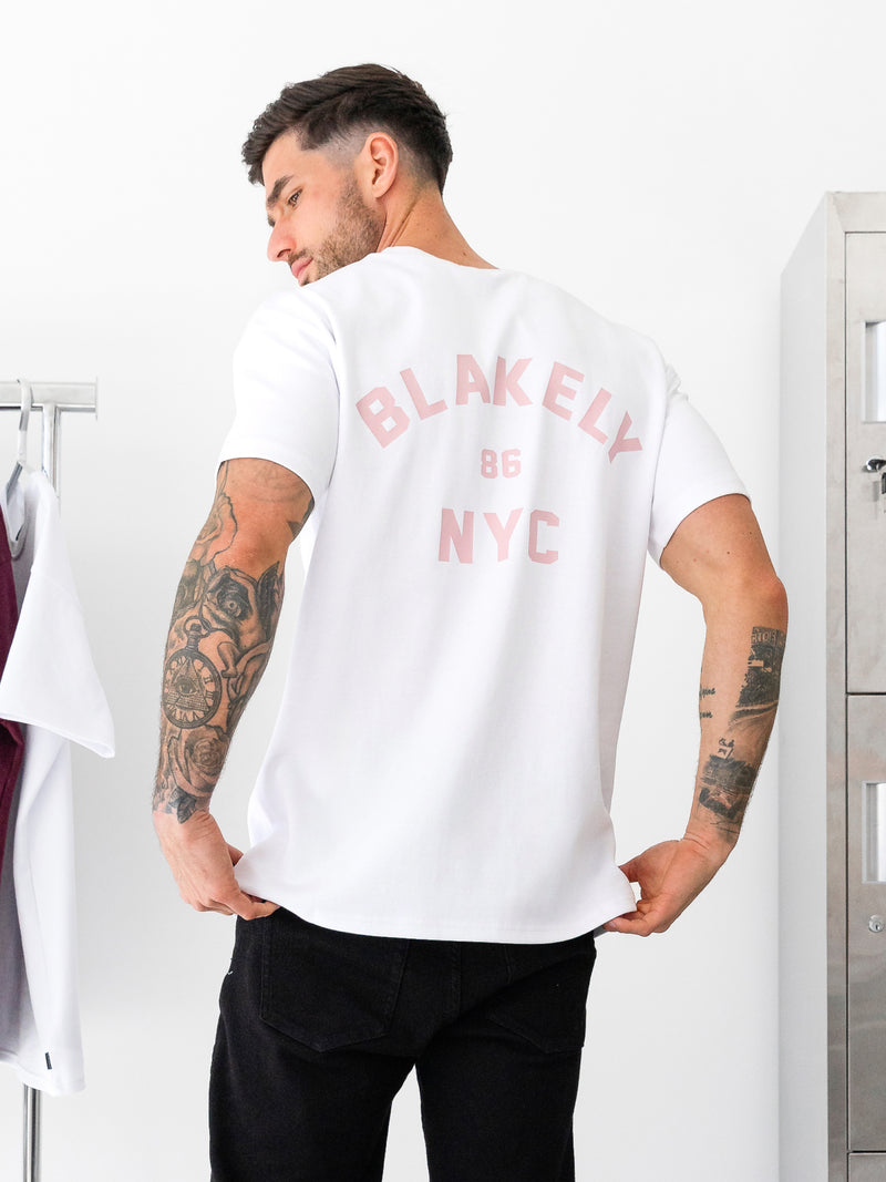 NYC Relaxed T-Shirt - Weiß und Rosa