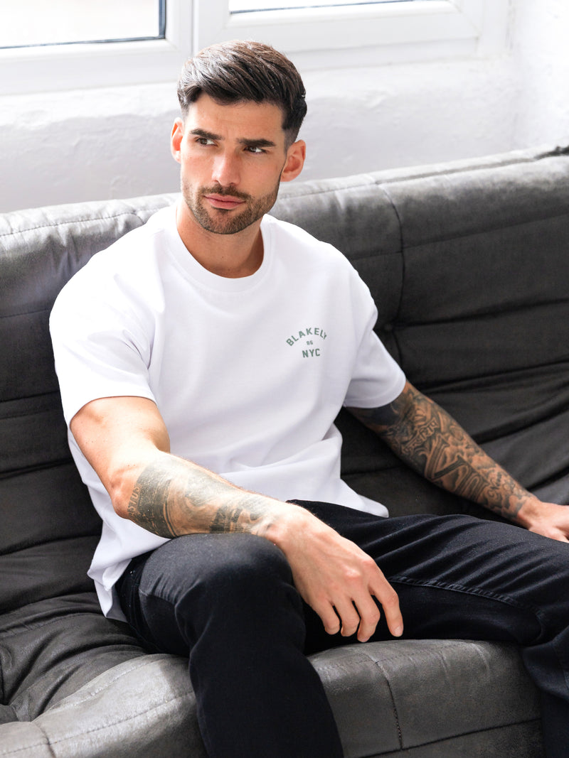 NYC Relaxed T-Shirt - White & Sage Green