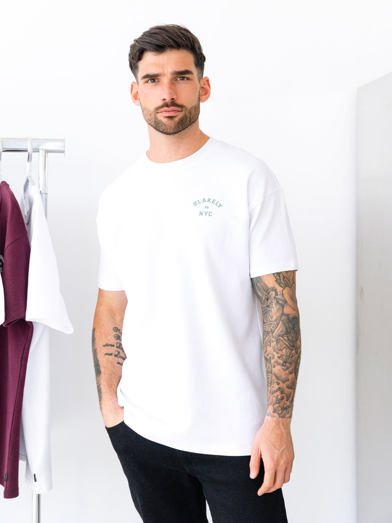 NYC Relaxed T-Shirt - White & Sage Green