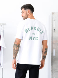 NYC Relaxed T-Shirt - Weiß & Salbeigrün