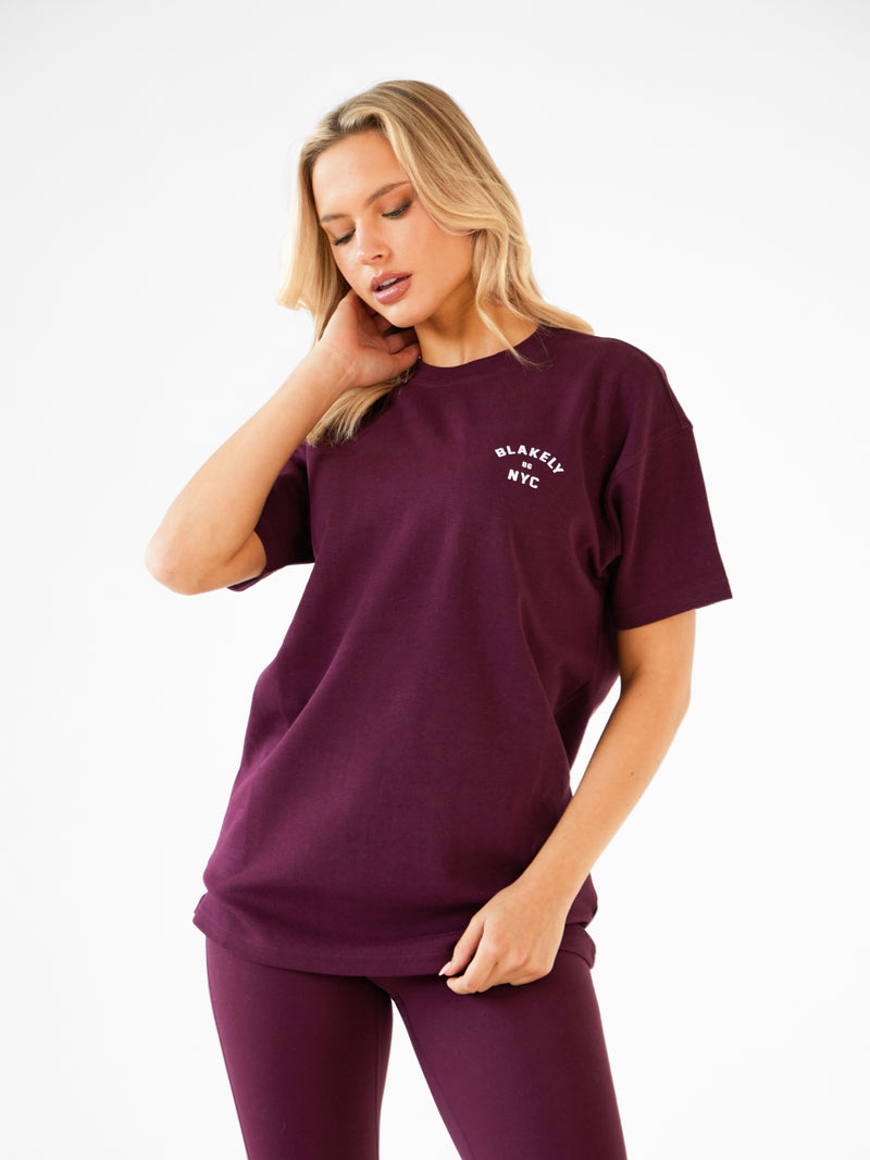 NYC Oversized T-Shirt - Dark Cherry