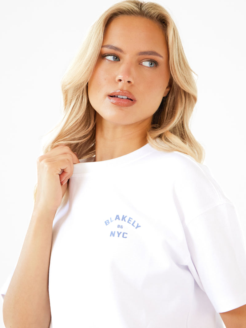 NYC Oversized T-Shirt - Weiß und Wolkiges Blau