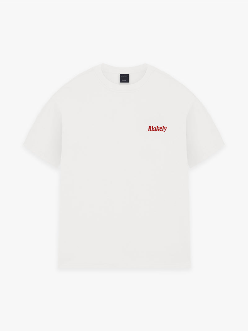 Halden Relaxed T-Shirt - Flat White & Red