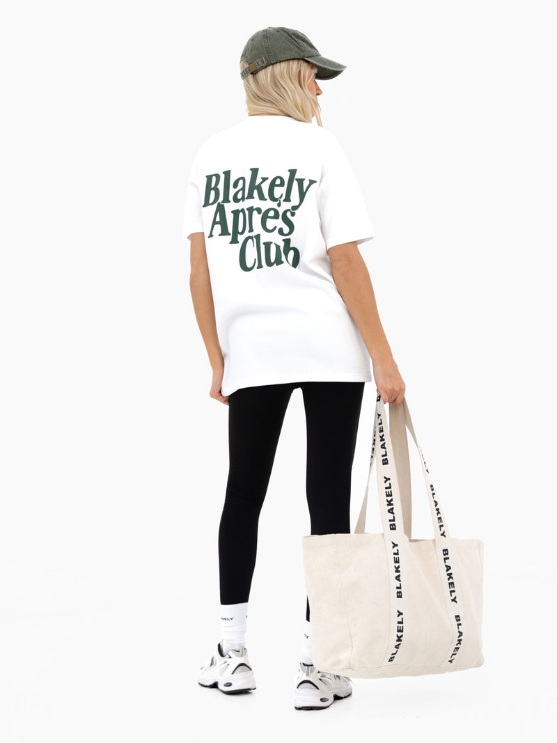 Saskia Oversized T-Shirt - Flat White & Dark Green