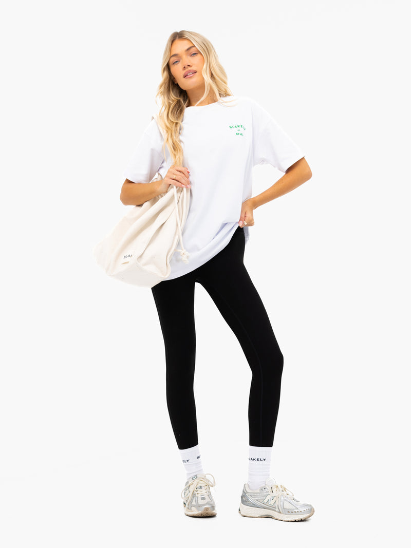 Hallie Oversized T-Shirt - Weiß & Kräftiges Grün