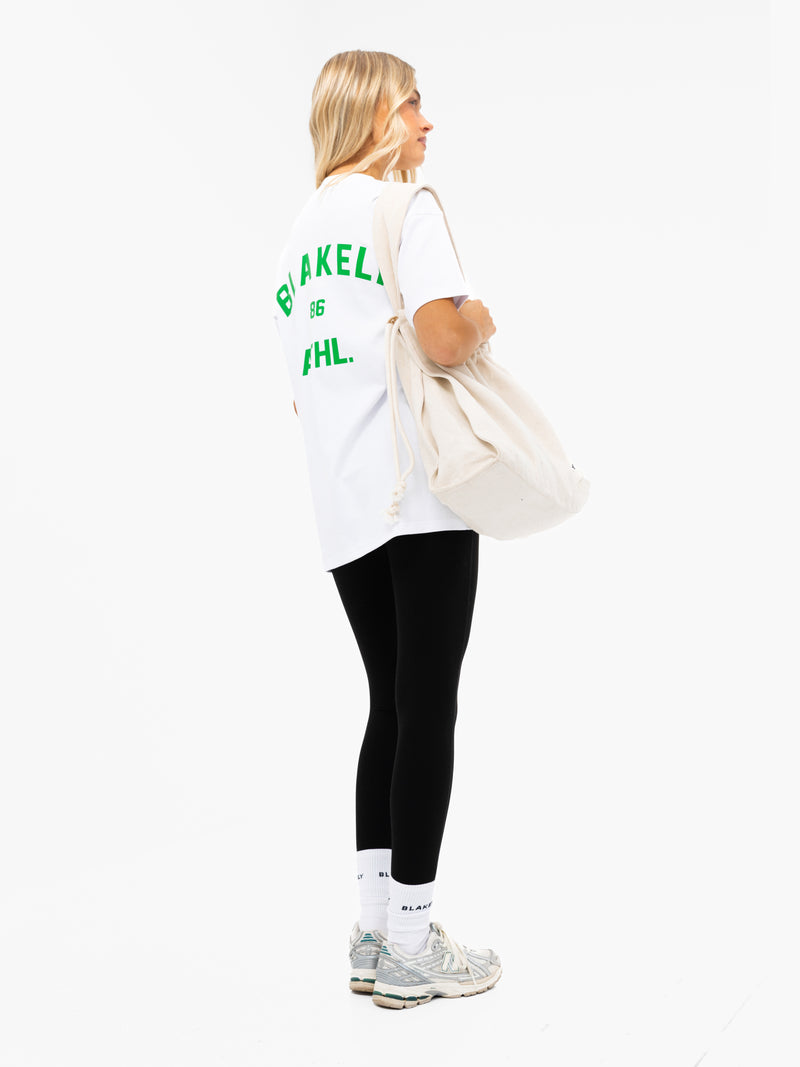 Hallie Oversized T-Shirt - Weiß & Kräftiges Grün
