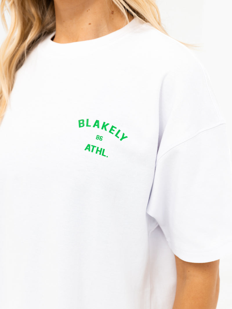 Hallie Oversized T-Shirt - Weiß & Kräftiges Grün