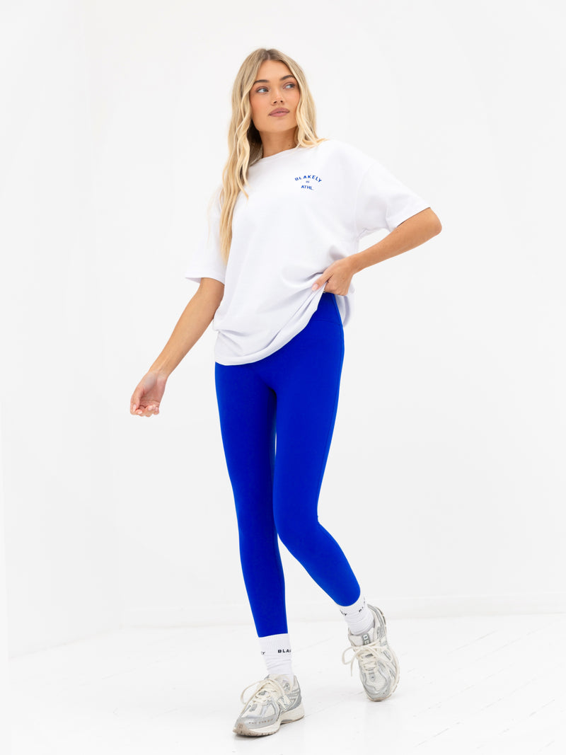 Hallie Oversized T-Shirt - Weiß & Kobaltblau