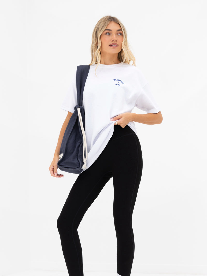 Hallie Oversized T-Shirt - Weiß & Kobaltblau