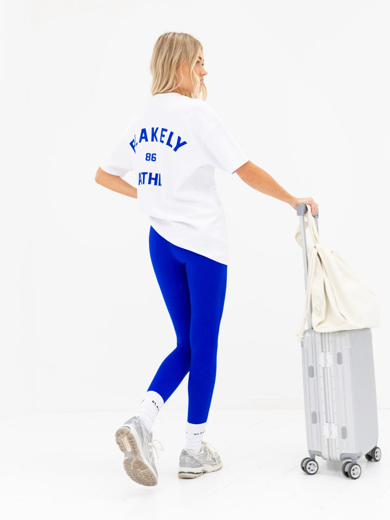 Hallie Oversized T-Shirt - Weiß & Kobaltblau