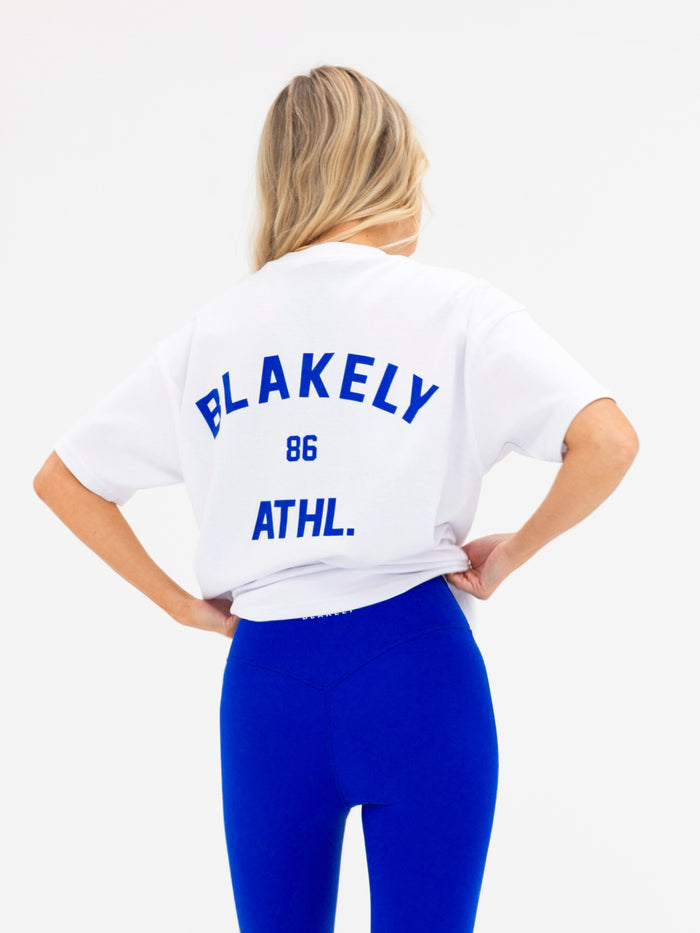 Hallie Oversized T-Shirt - Weiß & Kobaltblau
