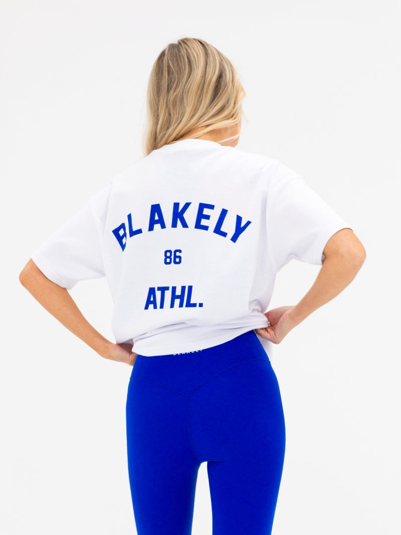 Hallie Oversized T-Shirt - Weiß & Kobaltblau
