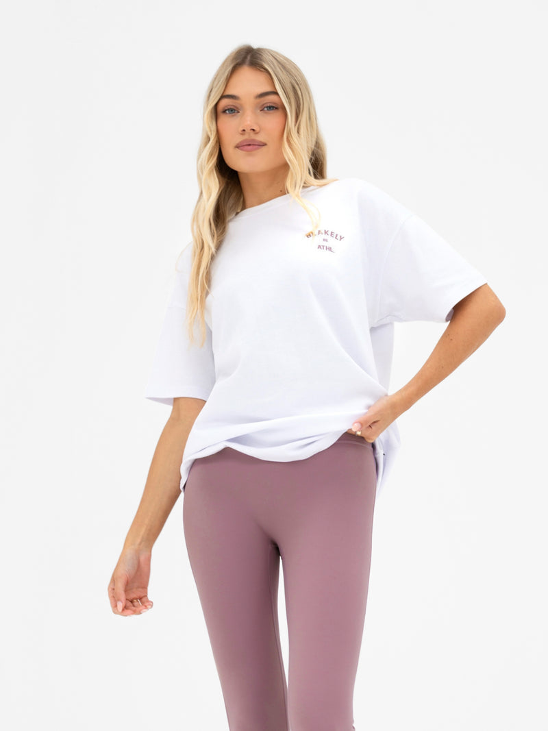 Hallie Oversized T-Shirt - Weiß & Altrosa
