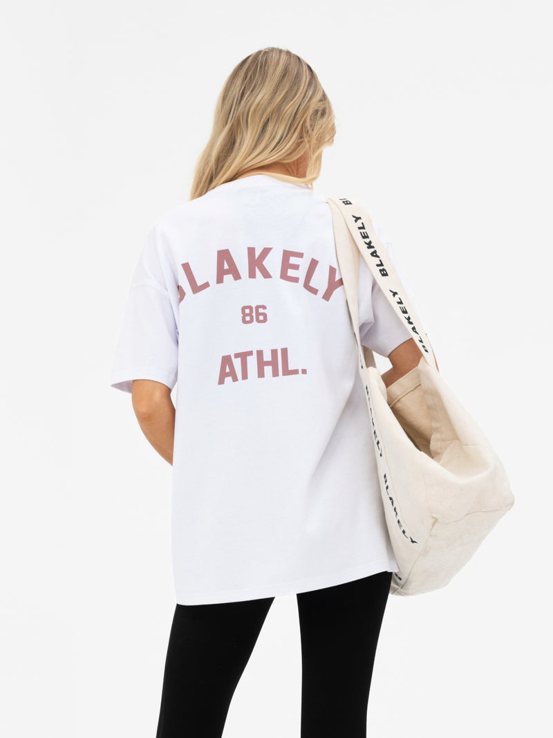 Hallie Oversized T-Shirt - Weiß & Altrosa
