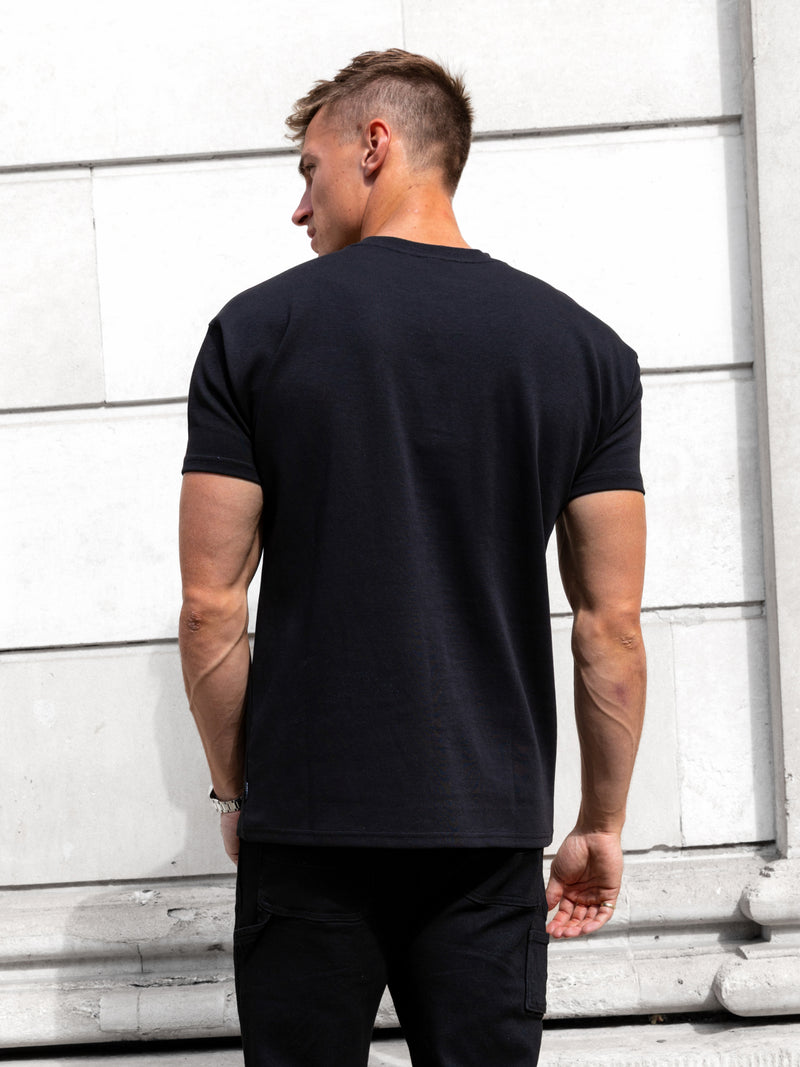 Leo Relaxed T-Shirt - Black & Aqua