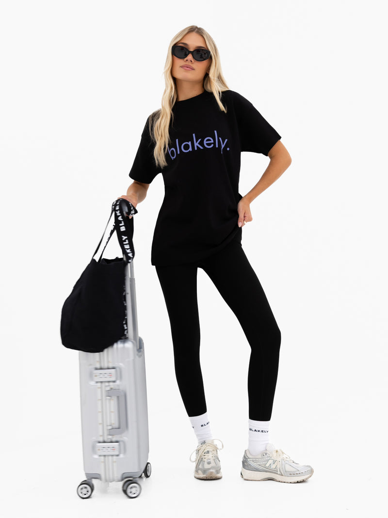 Lila Oversized T-Shirt - Black & Ultra lilac