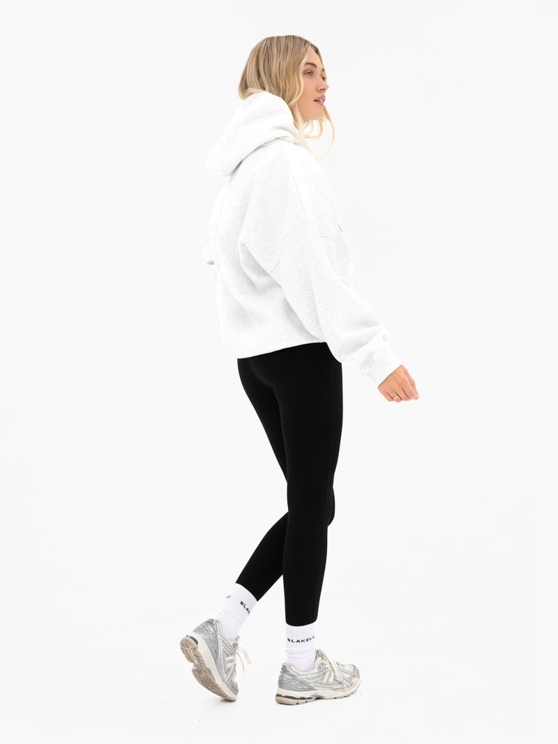 Lila Oversized Hoodie - Marl White & Aqua