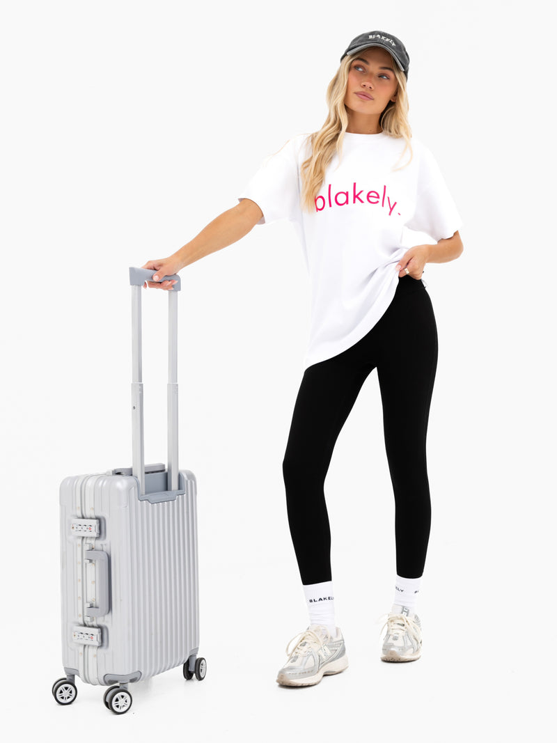 Lila Oversized T-Shirt - Weiß & Neonpink