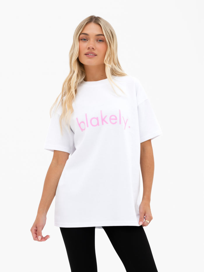 Lila Oversized T-Shirt - Weiß & Pastellrosa