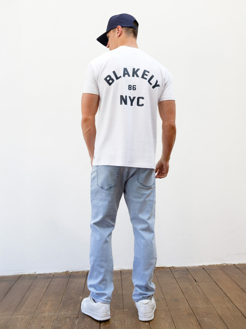 NYC Relaxed T-Shirt - White & True Navy