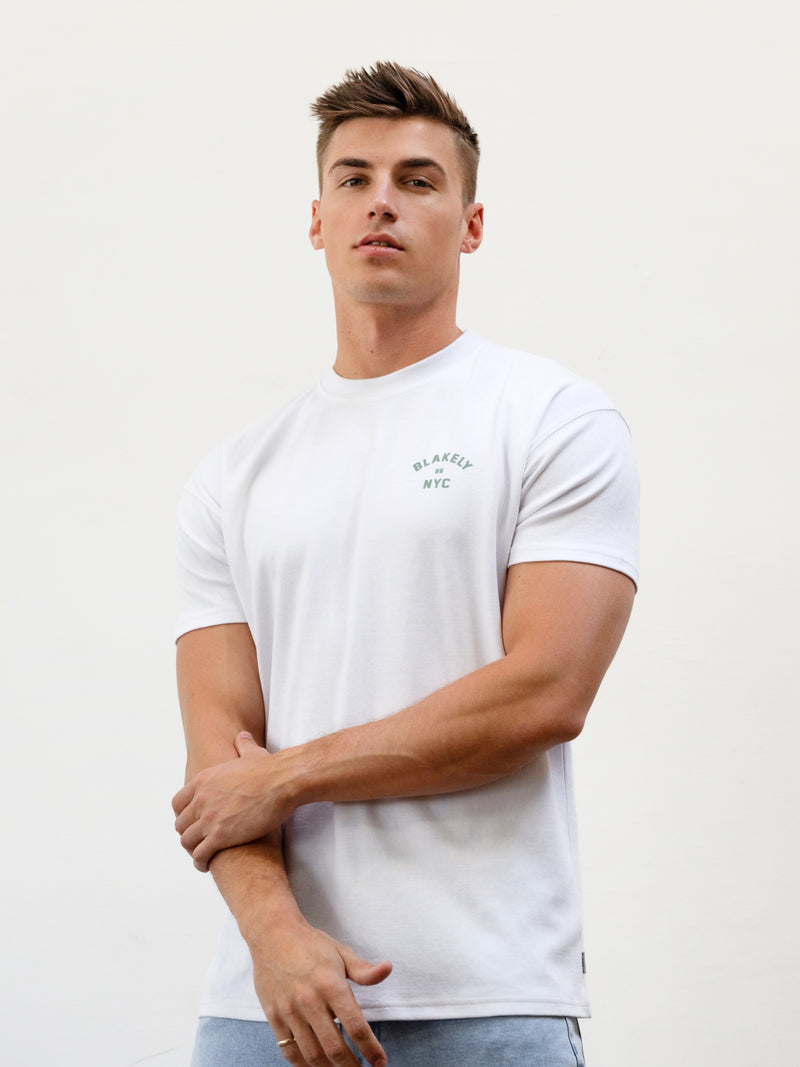 NYC Relaxed T-Shirt - White & Sage Green