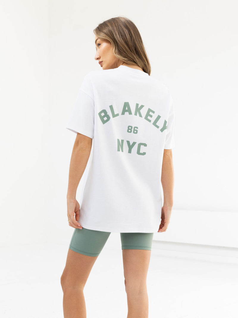 NYC Oversized T-Shirt - White & Sage Green