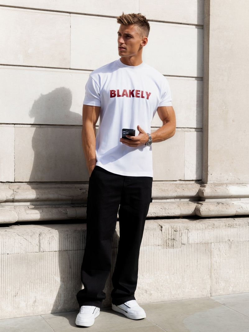 Raife Relaxed T-Shirt - White & Red
