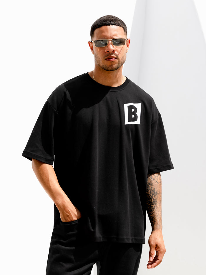 Offset Relaxed T-Shirt - Schwarz