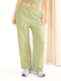 Ayla Cotton Wide Leg Trousers - Vert Chaud