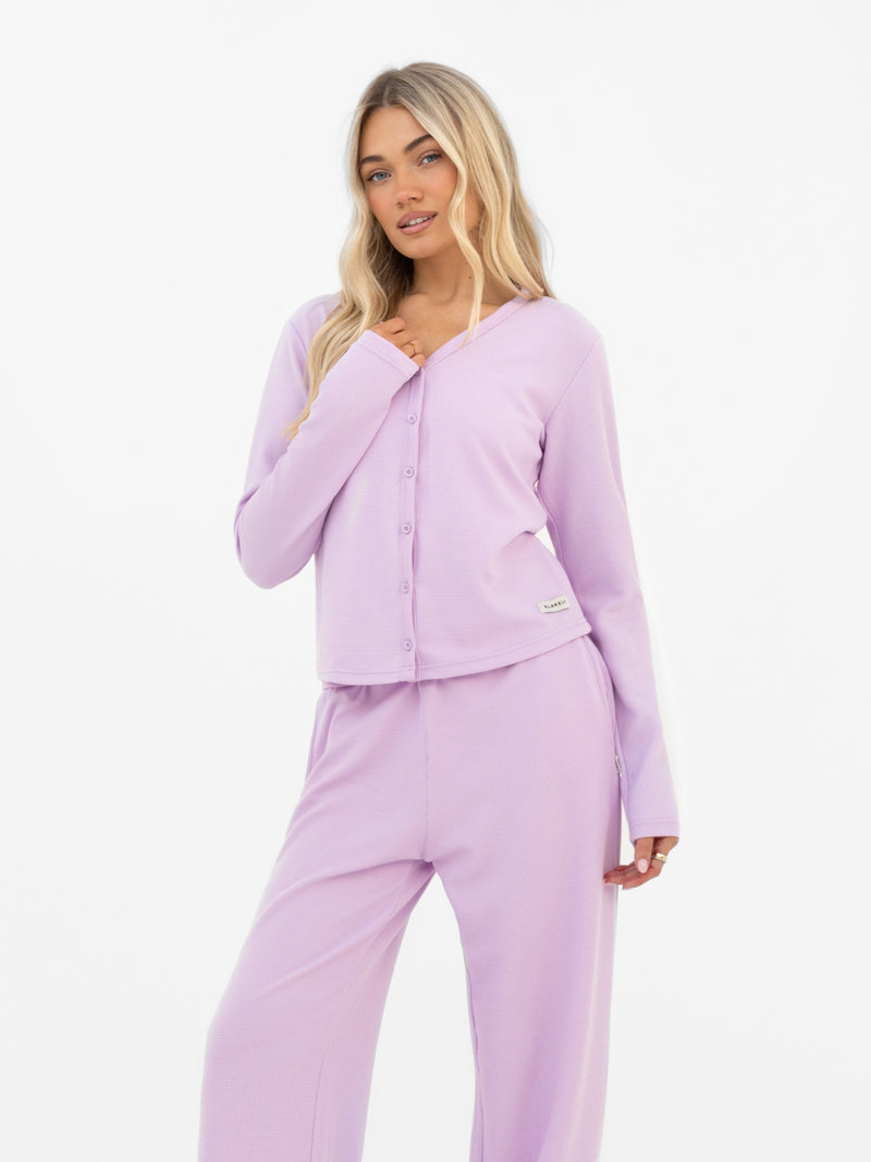 Soft Waffle Trousers - Purple