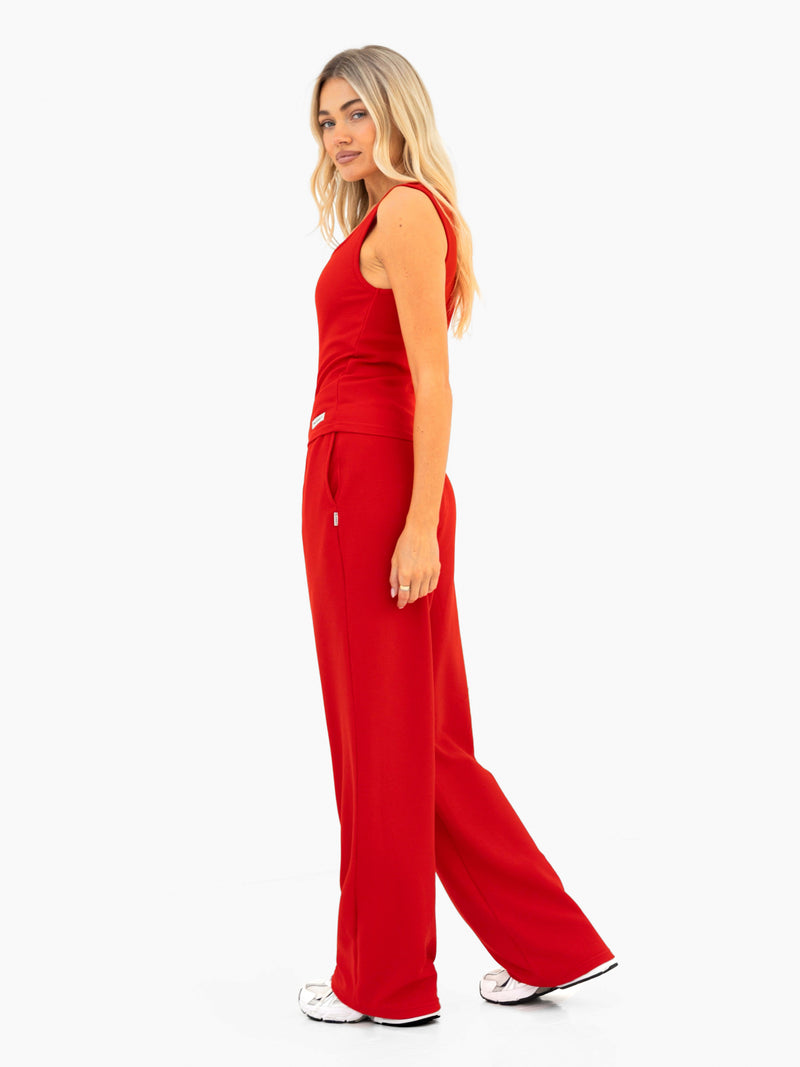 Soft Waffle Trousers - Red