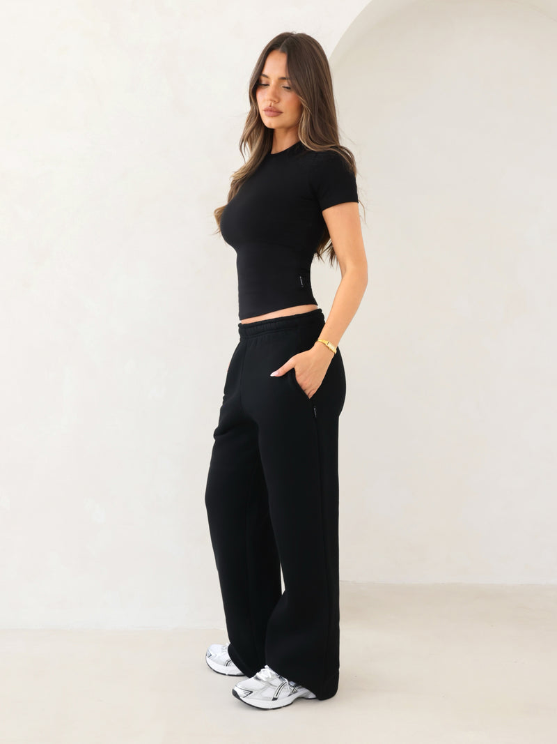 Isabel Wide Leg Sweatpants - Noire