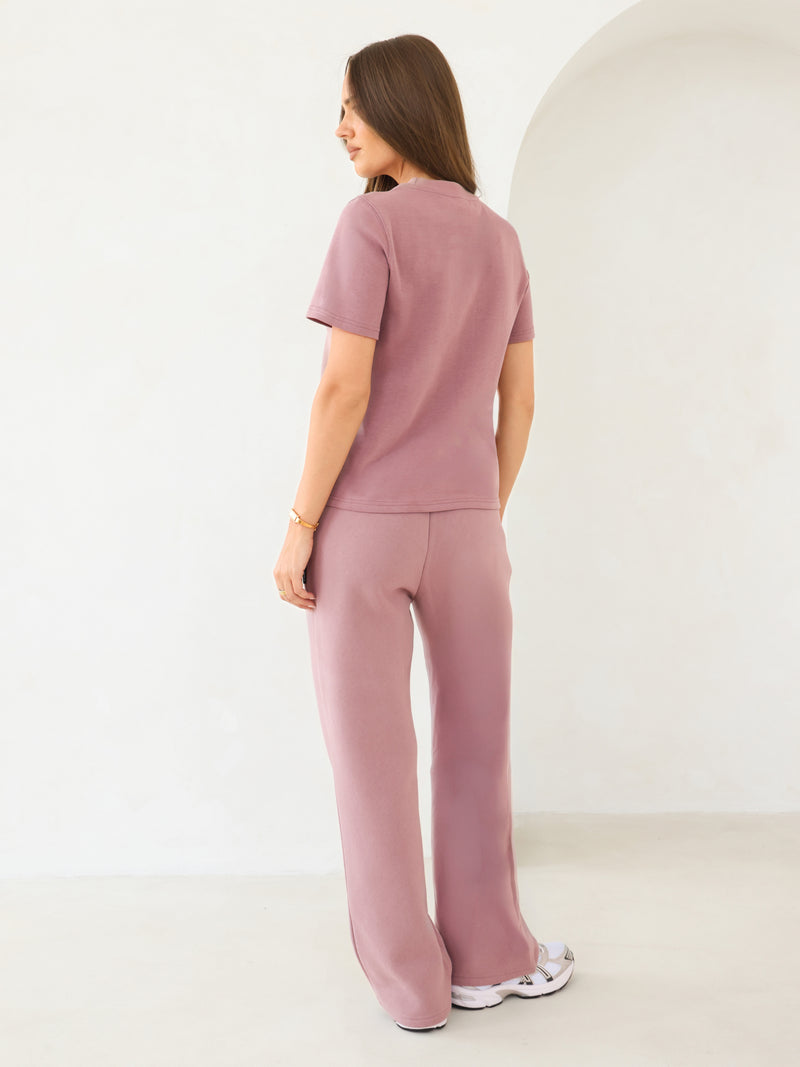 Isabel Wide Leg Sweatpants - Rose poussiéreux