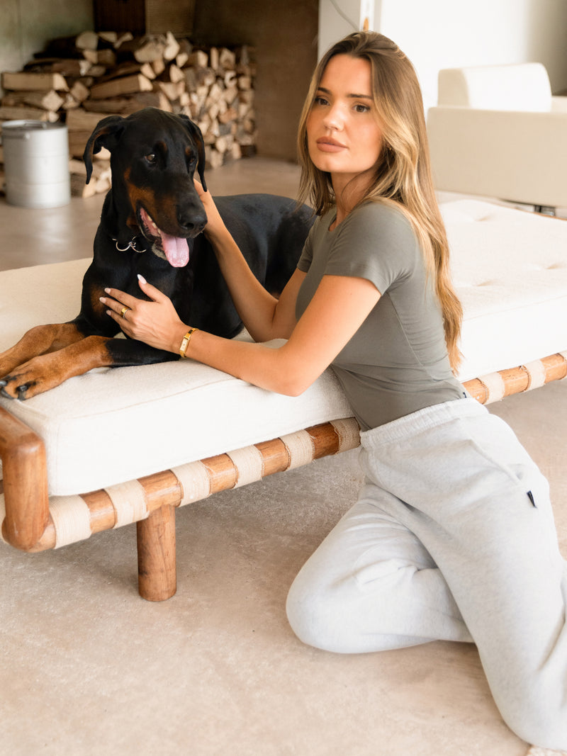 Isabel Wide Leg Sweatpants - Marl White