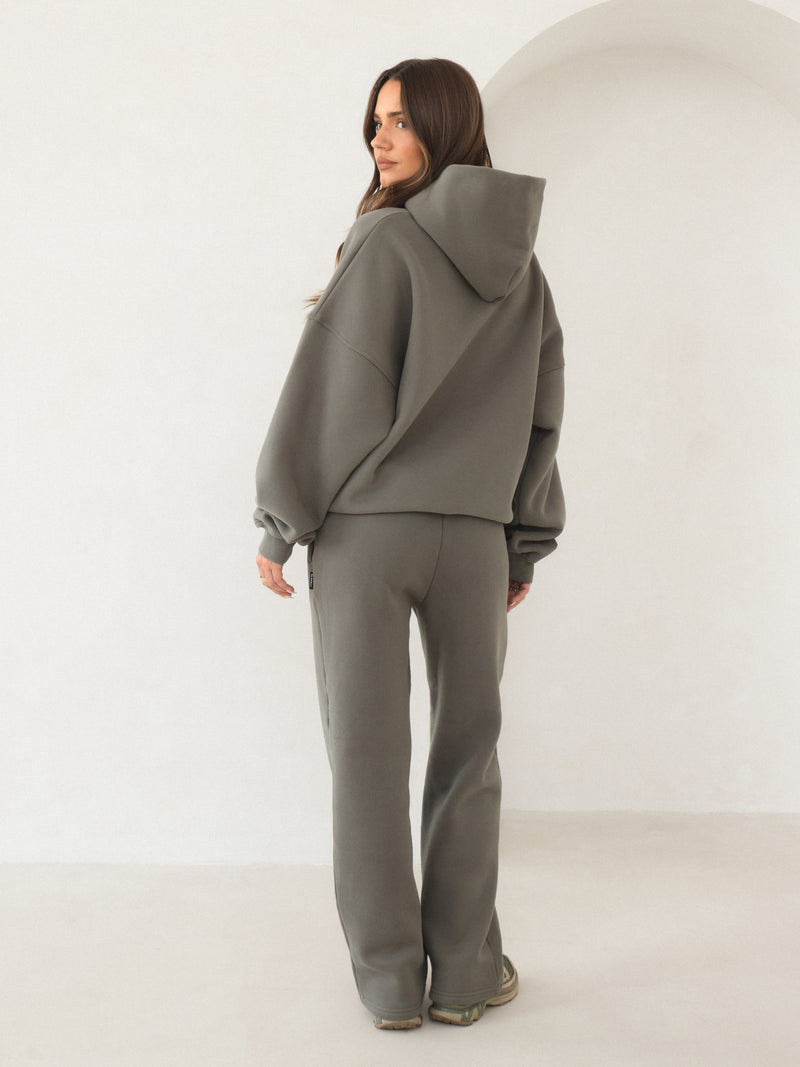 Isabel Wide Leg Sweatpants - Vert Safari