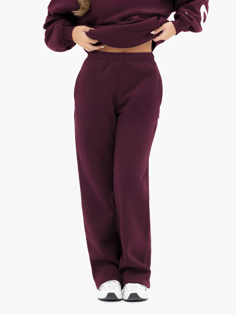 Isabel Wide Leg Sweatpants - Dunkle Kirsche