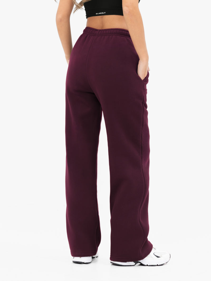 Isabel Wide Leg Sweatpants - Dunkle Kirsche