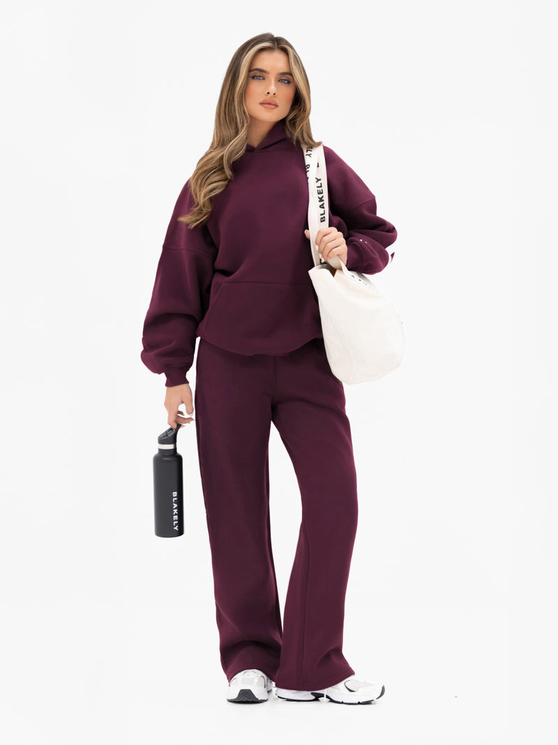 Isabel Wide Leg Sweatpants - Dunkle Kirsche