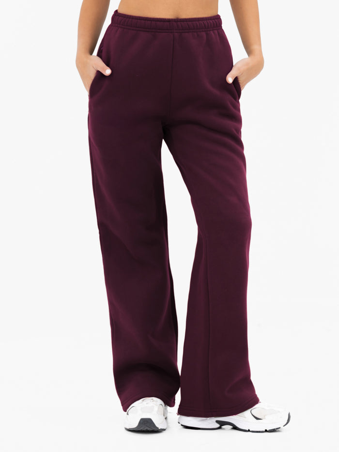 Isabel Wide Leg Sweatpants - Dunkle Kirsche