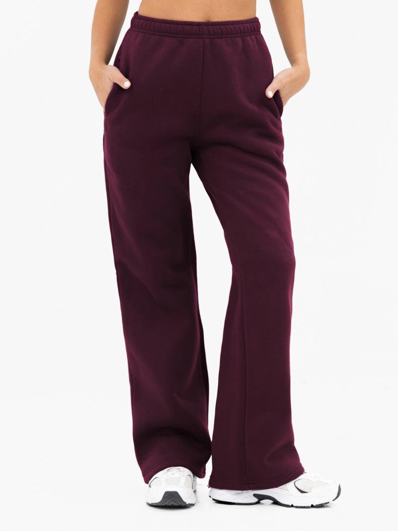 Isabel Wide Leg Sweatpants - Dunkle Kirsche
