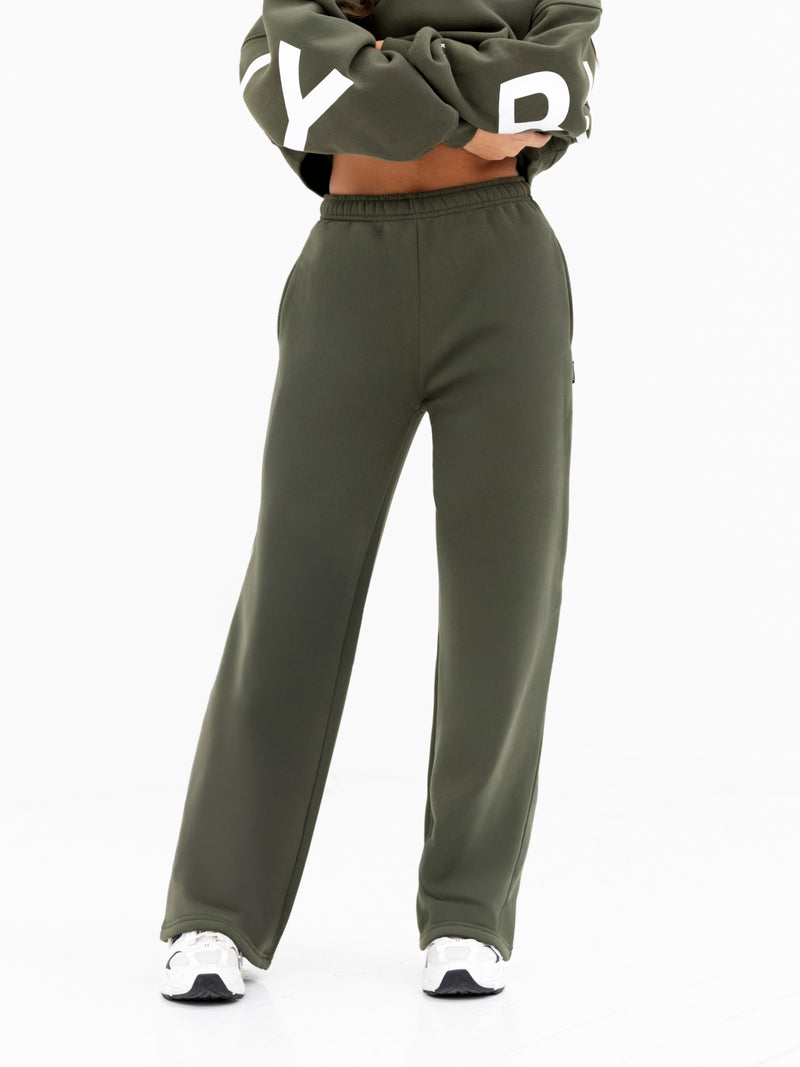 Isabel Wide Leg Sweatpants - Khakigrün
