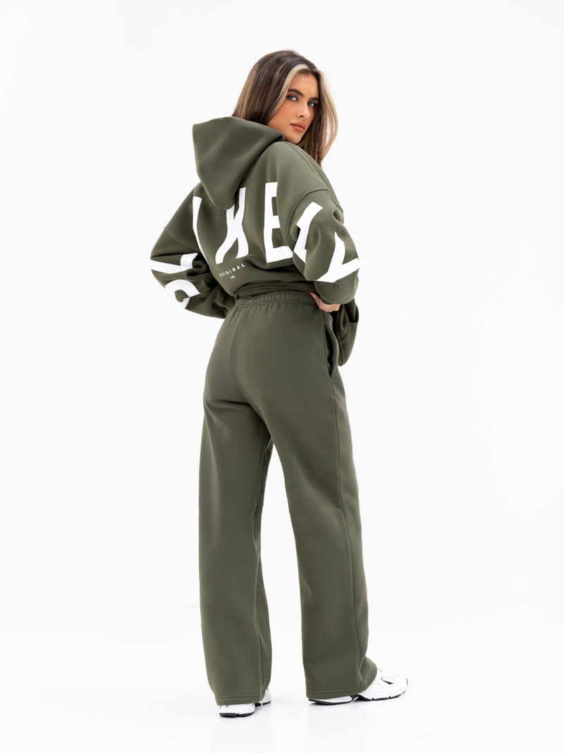 Isabel Wide Leg Sweatpants - Khakigrün