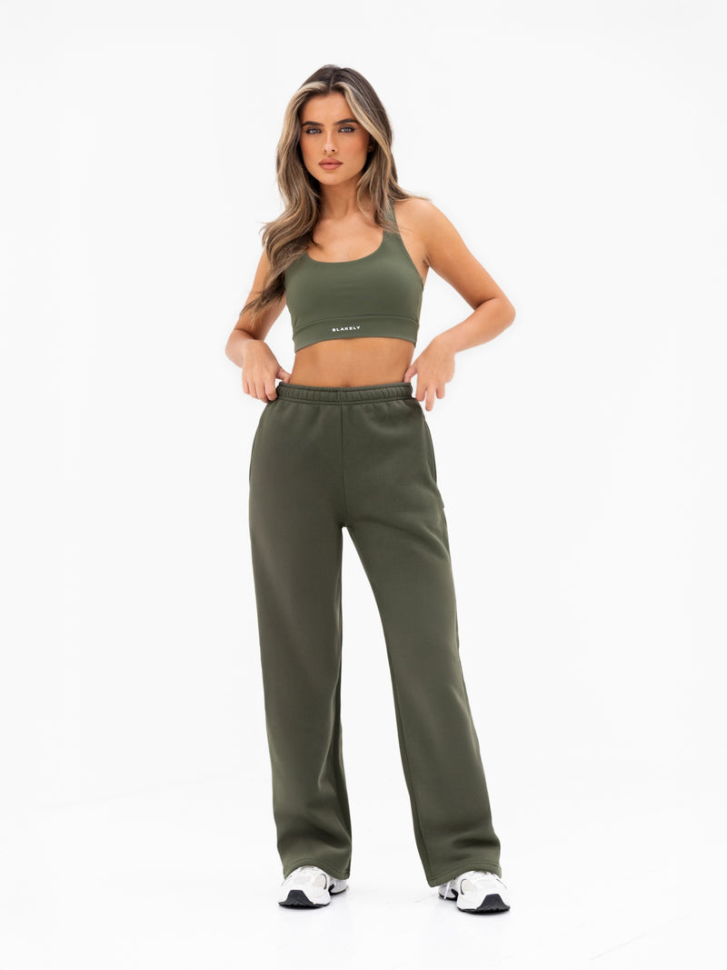 Isabel Wide Leg Sweatpants - Khakigrün