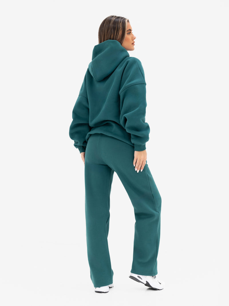 Freya Wide Leg Sweatpants - Deep Green