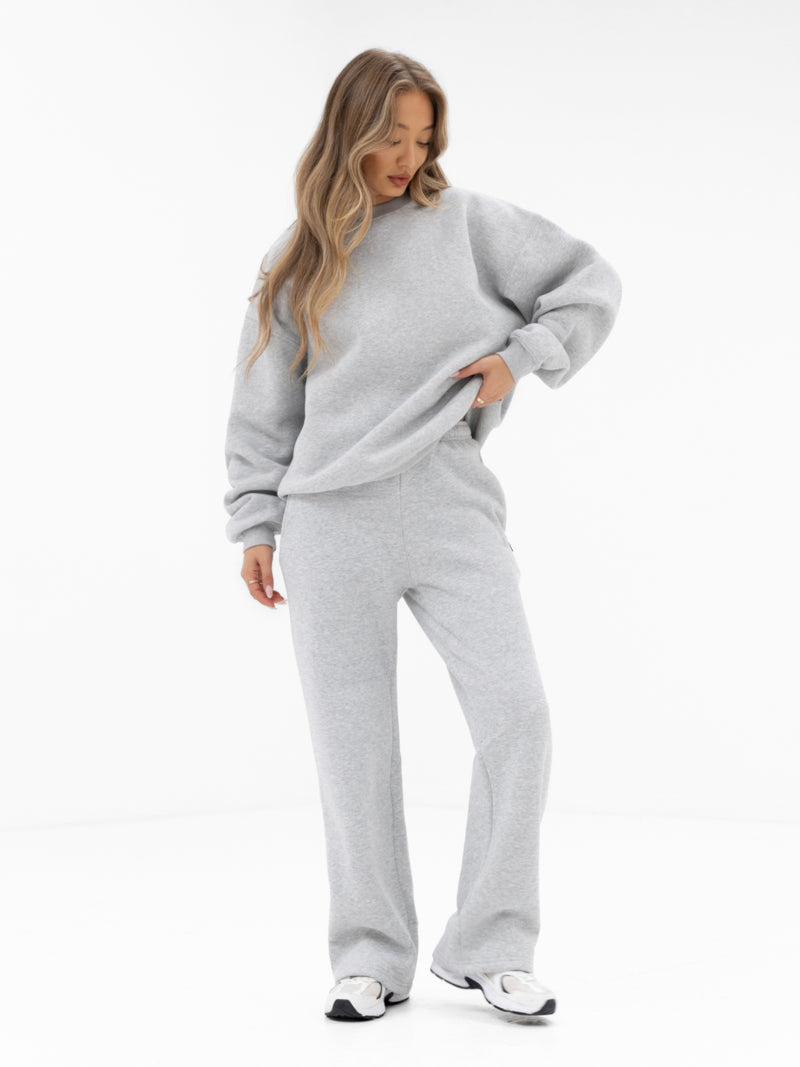 Freya Wide Leg Sweatpants - Marl Grey