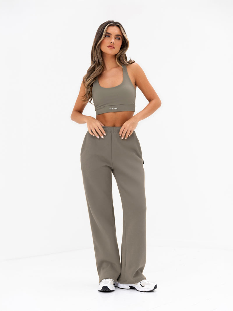 Isabel Wide Leg Sweatpants - Safarigrün